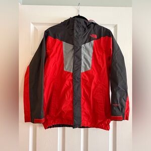 The North Face Youth Double Zipper Bold Red and Gray Performance Jacket
